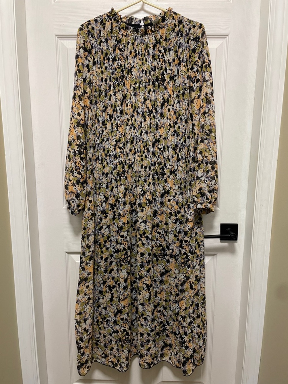 Anko | Pleated | High-Neck | Ruffle | Midi | Dress | Floral | Lined | Size 12